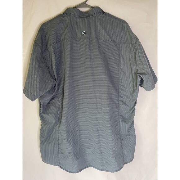 Kuhl Short Sleeve Button Up Shirt Mens Tapered Fit Blue Striped 2XL XXL - Picture 2 of 7